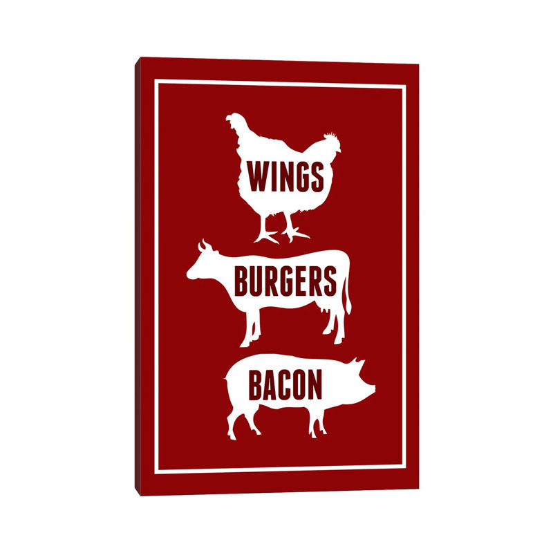 Wings Burgers Bacon by Benton Park Prints - Print on Canvas, Wrapped Canvas, 66.04 cm H x 45.72 cm W x 1.91 cm D