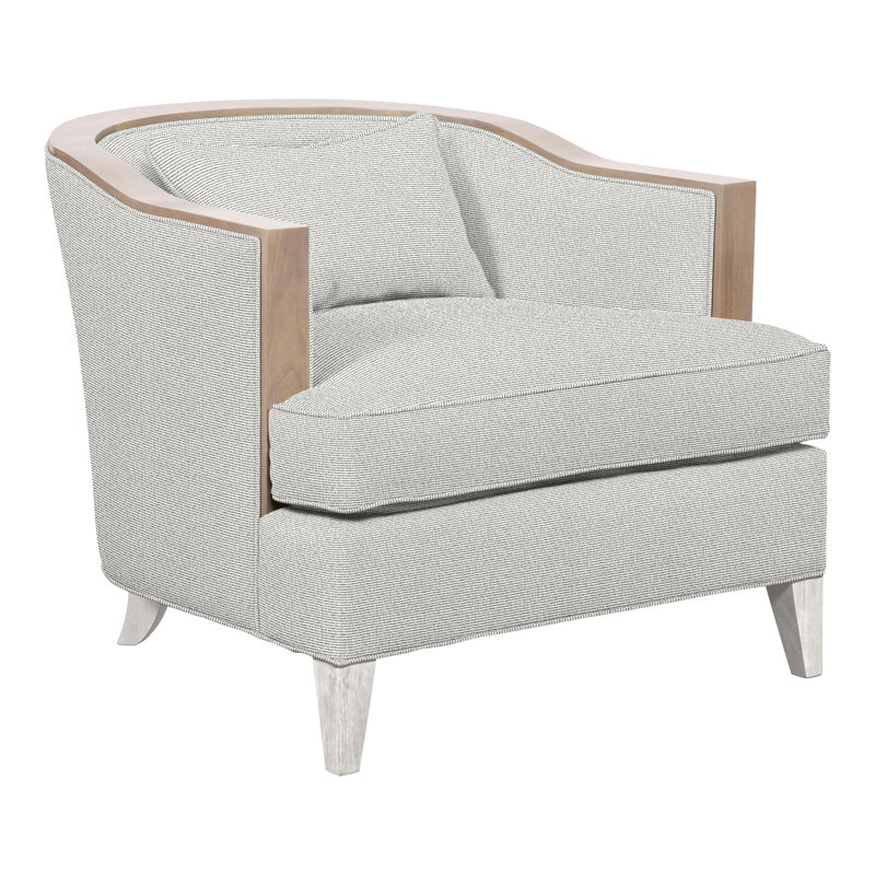 Thom Filicia Home Upholstered Barrel Chair, Casa Blanca, Callaloo Cotton Polyester Blend