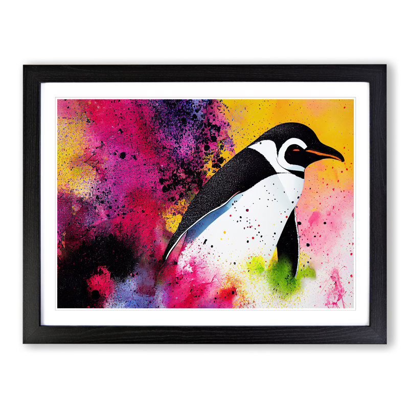 Penguin Splash Vol.1 Abstract - Framed Print, Black, 46cm H x 64cm W x 2cm D