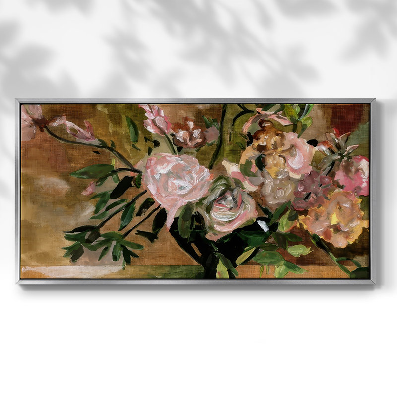 Le Bouquet II, toile tendue avec cadre, prête à être accrochée, Argent argent, H 21 po x l 41 po
