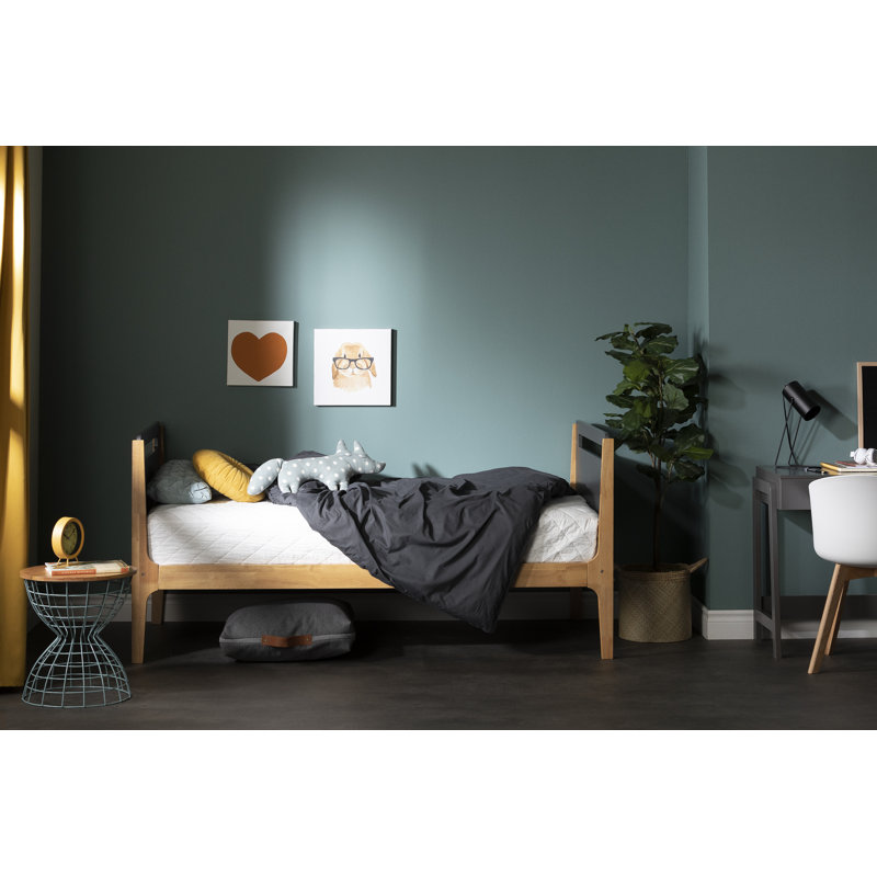 Bebble Kids Twin Bunk Bed, Charcoal Gray and Exotic Wood 