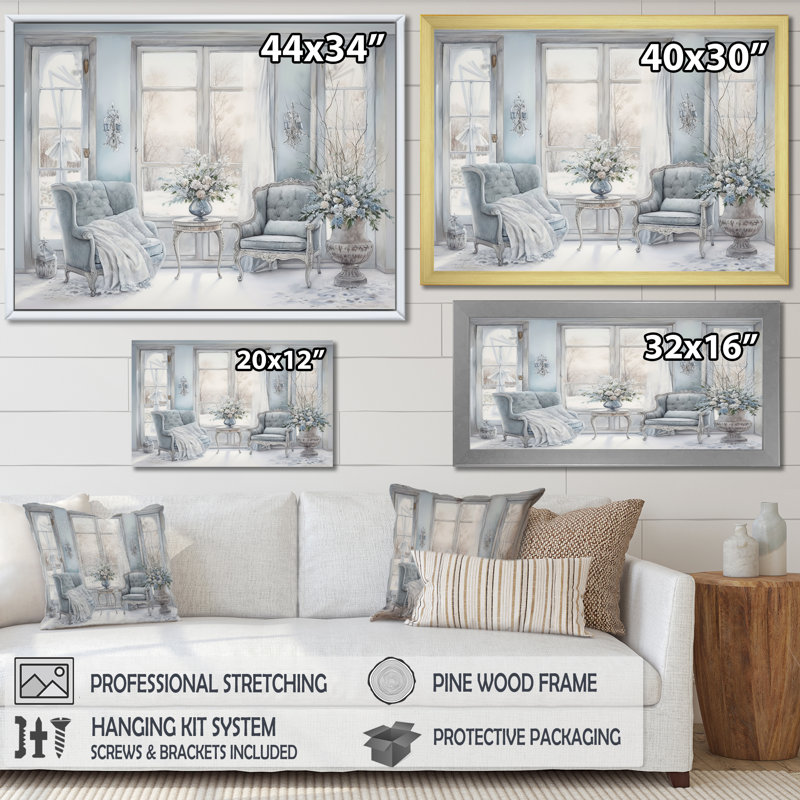Fenêtres «Winter», impression sur toile scandinave, Toile tendue, H 12 po x l 20 po