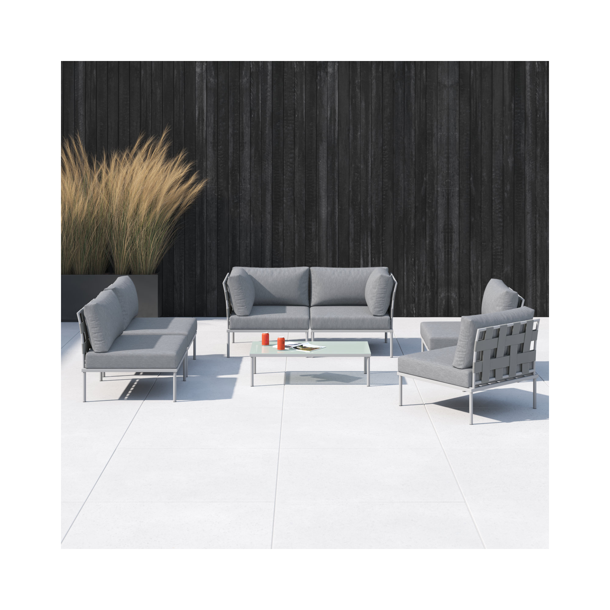 Harmony 7-piece Outdoor Patio Aluminum Sectional Sofa Set, Gray