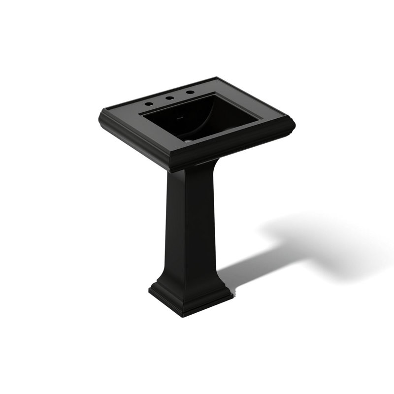 Memoirs® 26.375" Tall Rectangular Pedestal Bathroom Sink with Overflow, Black, 4" Centers