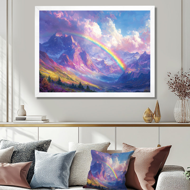 Arc-en-ciel dans les montagnes I - art mural arc-en-ciel, H 12 po x l 20 po, Toile tendue