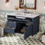 Meuble-lavabo mural 36 po avec 2 tiroirs, 1 tiroir basculant, lavabo simple en céramique 3 trous, armoire de rangement flottante moderne.-132137711
