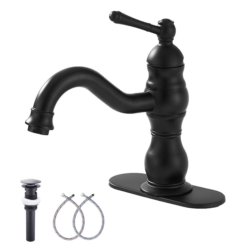 Single-Hole Single-handle Bathroom Faucet with Drain Assembly, Matte Black