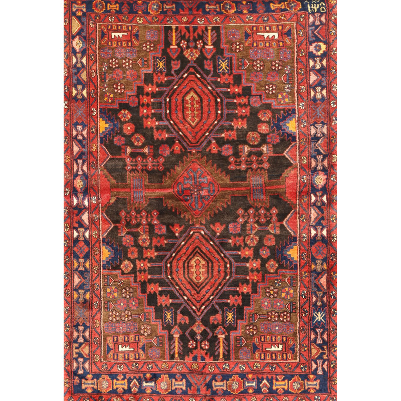 Tapis traditionnel rouge / brun, Rectangle 5 pi x 7 pi