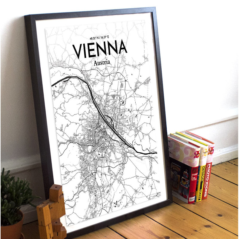 Vienna City Map - No Frame Print, 43.2cm H x 27.9cm W x 0.13cm D
