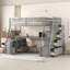 Lit mezzanine avec 7 tiroirs, 2 tablettes et un bureau-2119609731