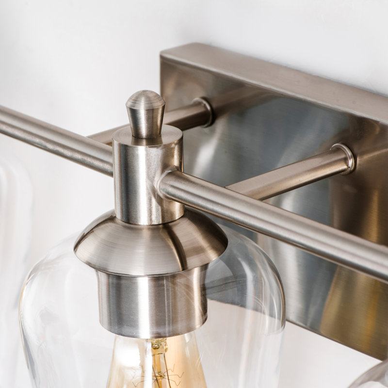 Éclairage de meuble-lavabo classique à intensité variable 3 lumières avec abat-jour en verre transparent 21 po Abbighail