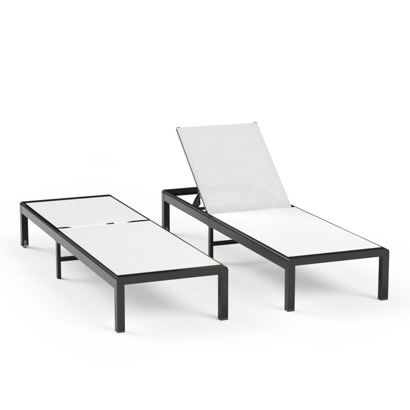 Aluminum Chaise Lounge Chair Outdoor with Wheels,Adjustable 5-Position Recliner and Full Flat Tanning Chair for Patio,Beach,Pool