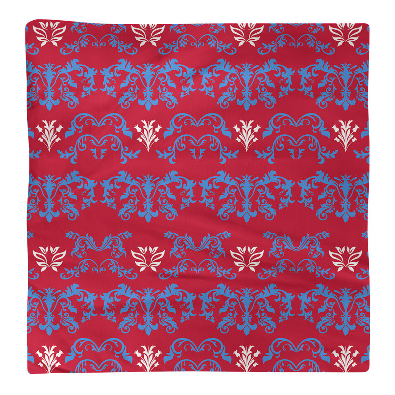 Damask Square Napkin, Light Blue/Red/White, Cotton, 22" W x 22" L