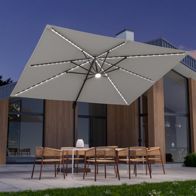 Doogal 11.5x9' Lighted Cantilever Umbrella with Base