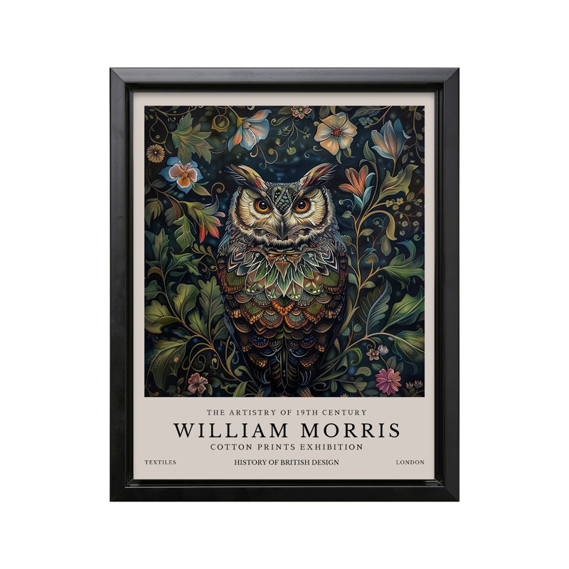 William Morris - Hibou n ° 1, 08"H x 10"W, Canvas, Black Framed