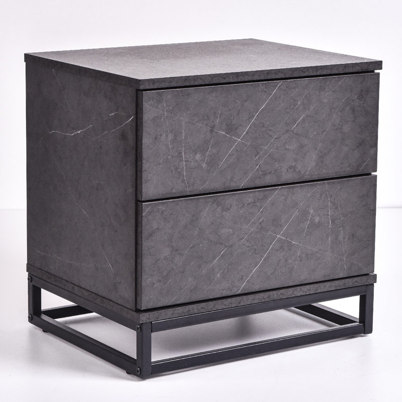 Bloomsbury 50 cm W Bedside Table, Black/Grey Stone