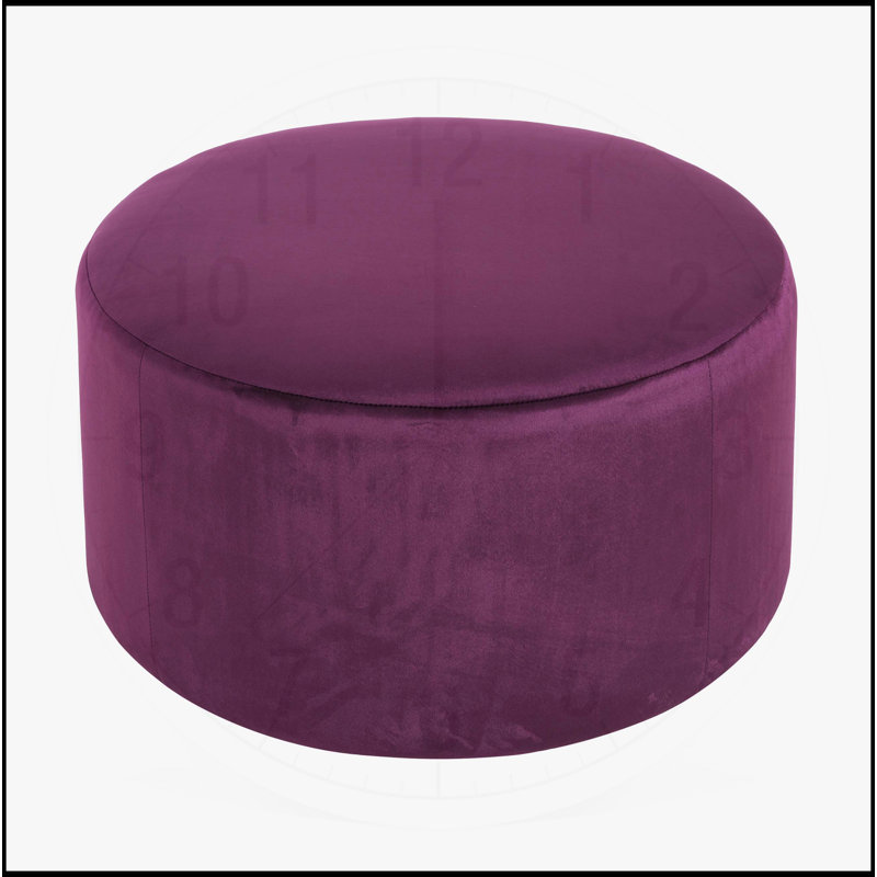 Luxurious Round Ottoman with Versatile Use, Perfect for Modern and Elegant Living Spaces, Purple Velvet