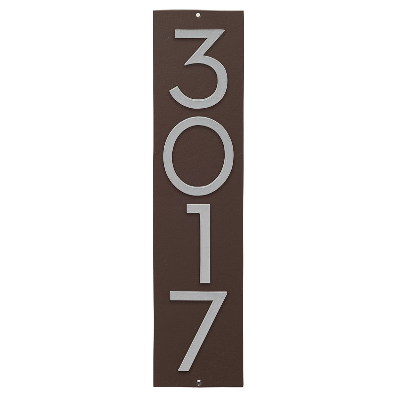 Floating Modern 3" Number Vertical Address Plaque (4 Digits), Roman Bronze, Silver, Yes