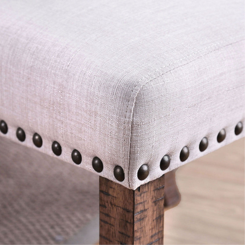 Chaises de style contemporain, tissu, chêne rustique, garniture cloutée, 2 pièces, de 2
