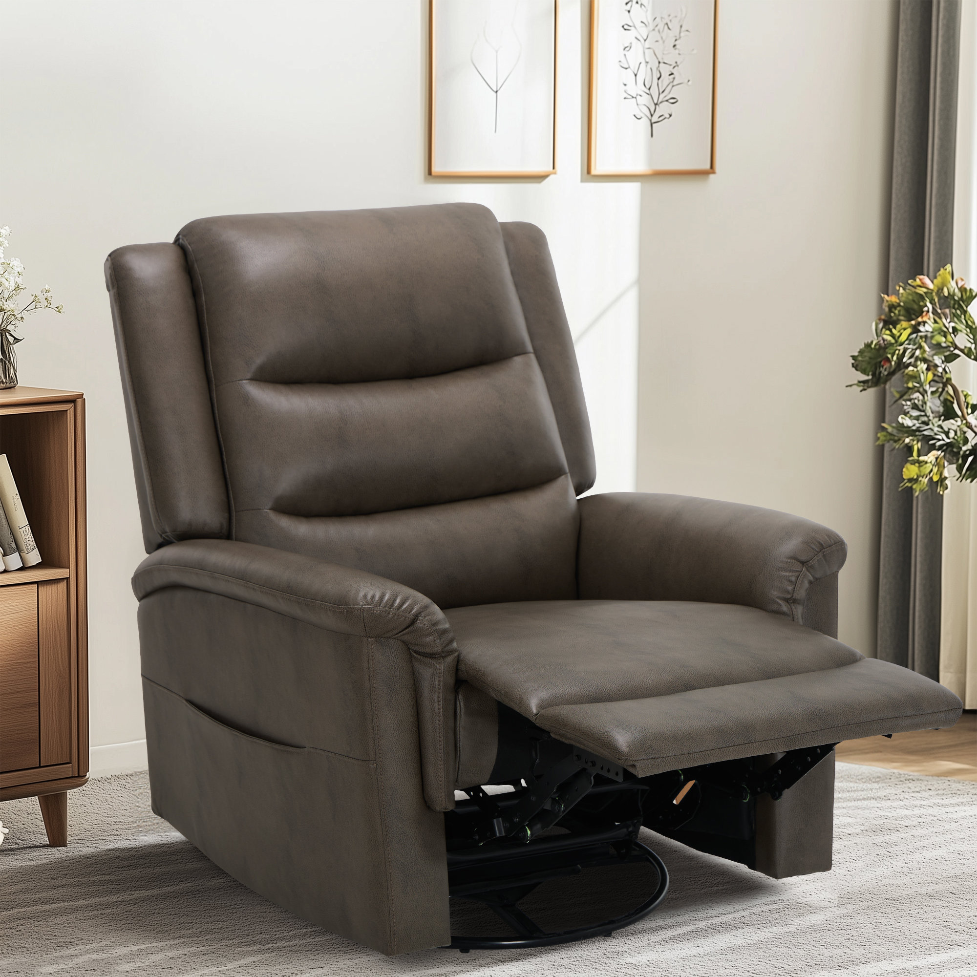 Latitude Run® Manual Swivel Rocker Recliner – Adjustable Leather Lounge ...