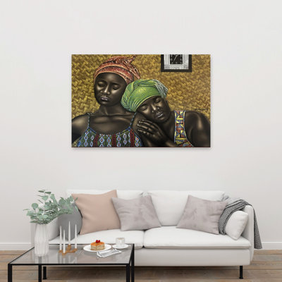 Femmes d'Afrique au repos, art mural contemporain abstrait