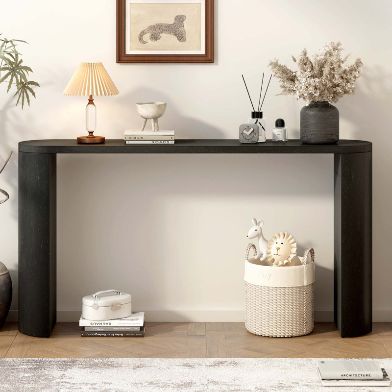 Table de véranda simple de style moderne à usages multiples avec pieds semi-cylindriques, Noir, noir, noir, noir