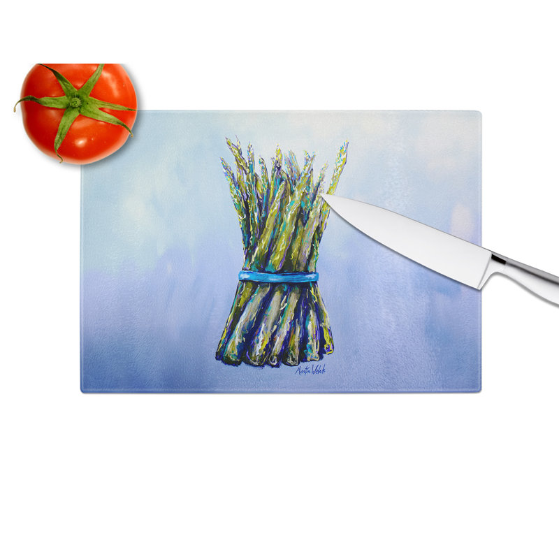 Planche à découper en verre à asperge fraîche