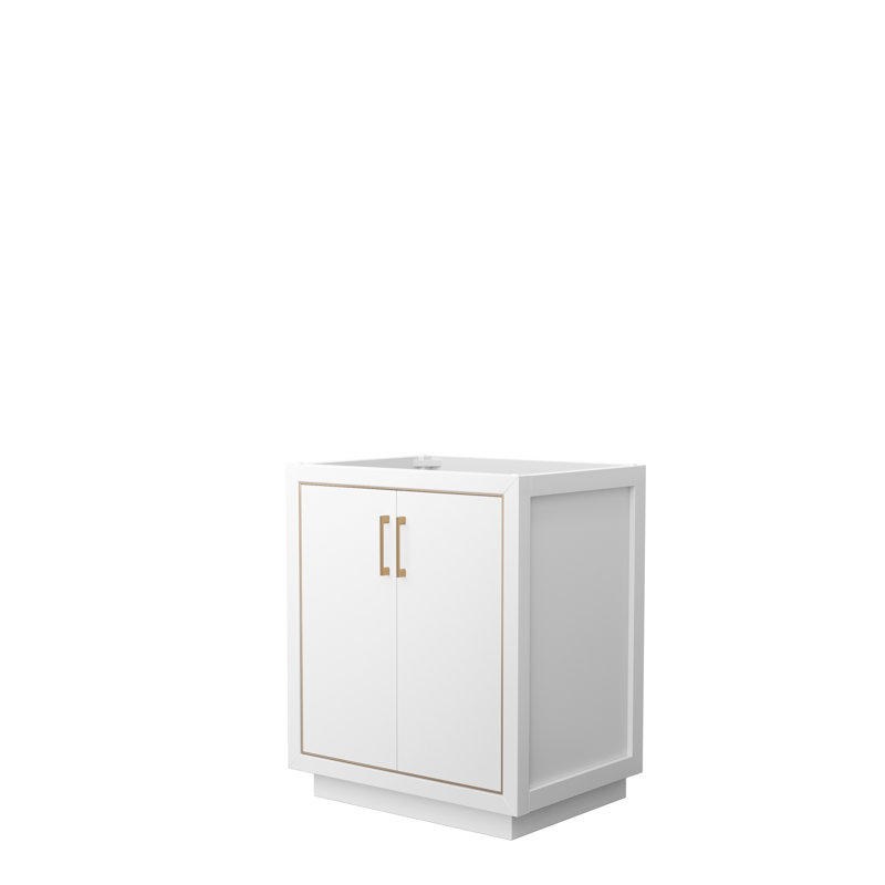 Base de meuble-lavabo double 30 po Icon, Blanc / bronze satiné