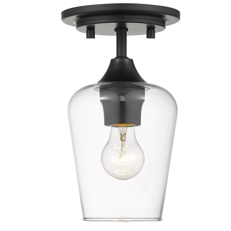 Glass Semi Flush Mount, Matte Black