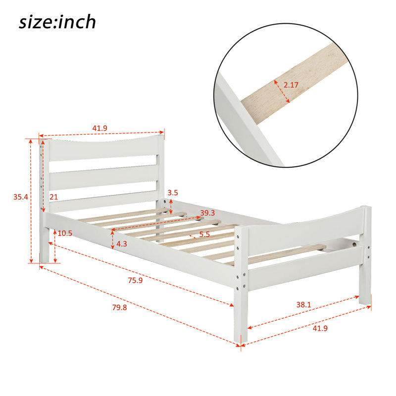 Sanavi Twin Size Wood Platform Bed, White