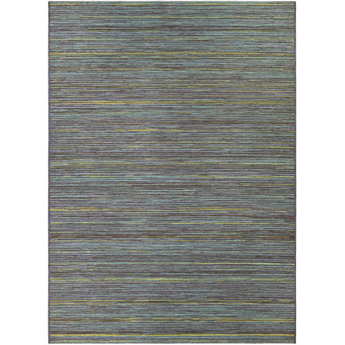 Bayou Breeze Ellenton Striped Flatweave Teal Cobalt Blue Indoor Outdoor ...