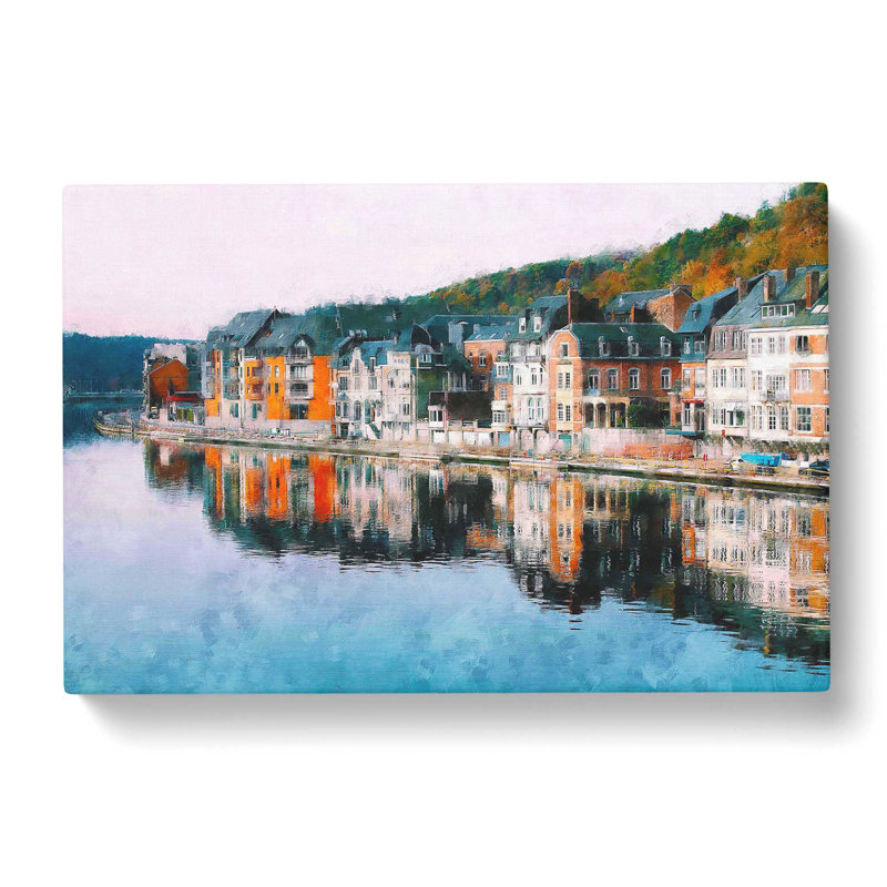 Row Of Houses In Dinant Belgium - Wrapped Canvas Print, 60cm H x 91cm W x 3cm D