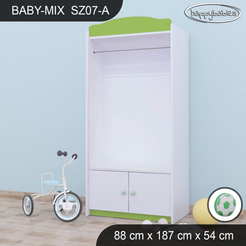 Baby 4 Door Wardrobe, Green