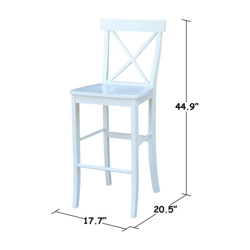 36" Round Extension Bar Height Dining Set With Matching Cross Back Bar Height Stools, 5 Piece, White