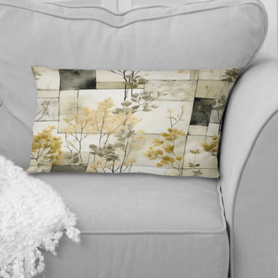 Coussin en polyester Green Cubic Botanical Dreams I - Patchwork