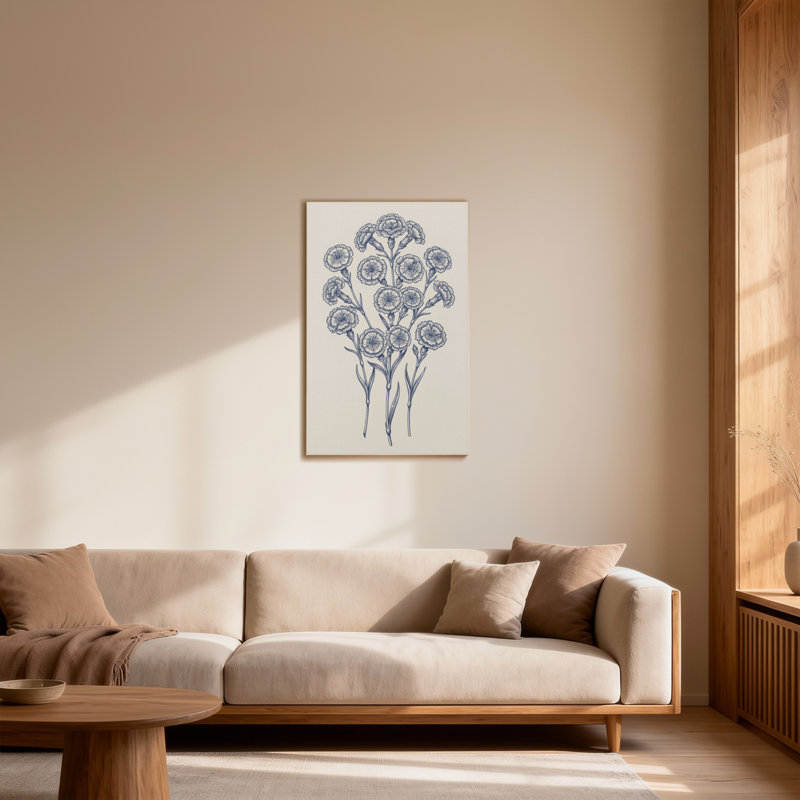 Plantes et fleurs, œillet bleu à motif floral