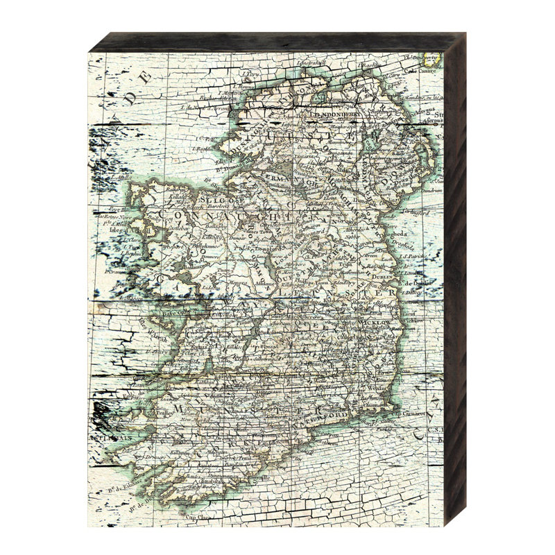 Décoration murale en bois rustique carte d’irlande, H 8 po x l 6 po x P 1,5 po