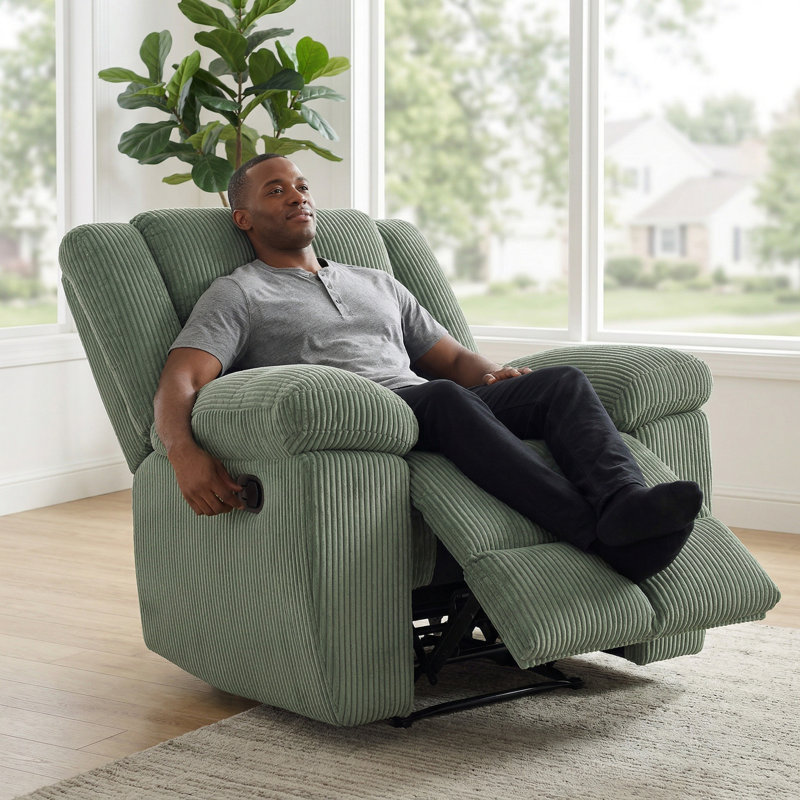 Fauteuil inclinable manuel avec coussins rembourrés, canapé simple en velours côtelé pour salon, cinéma maison, vert sauge