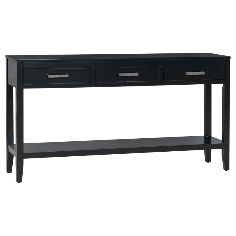3-Drawer Console Table With 1 Shelf, Entrance Table, Black