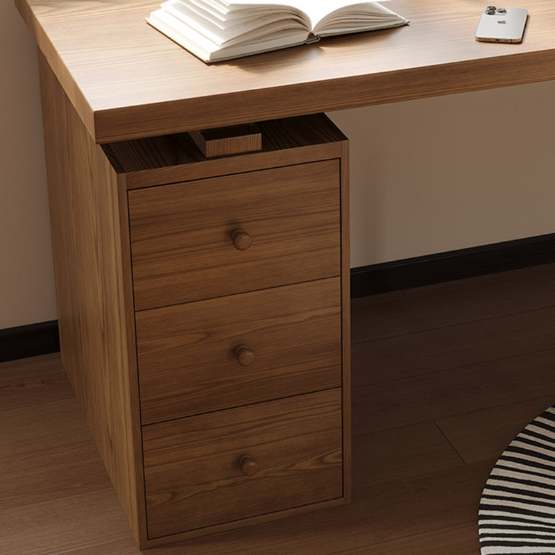 Bureau rectangulaire à 3 tiroirs en bois massif brun noisette, H 29,53 po x l 62,99 po x P 23,62 po