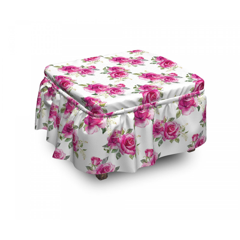 Housse pour décoratif repose-pieds, Bouton de rose / cerise
