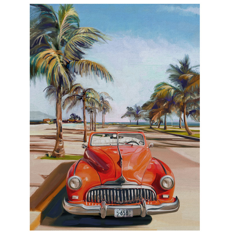 « retro beach day i », reproduction d’art sur toile non encadrée, H 24 po x l 18 po x P 1,5 po