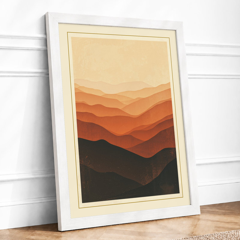Mountains At Dusk Minimalist - Print, A2 - 59.4 x 42.0 cm, White