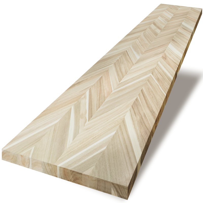 Comptoir en boucher Gladys Premium Chevron, Acacia naturel, H 1,5 po x l 72 po x P 25 po