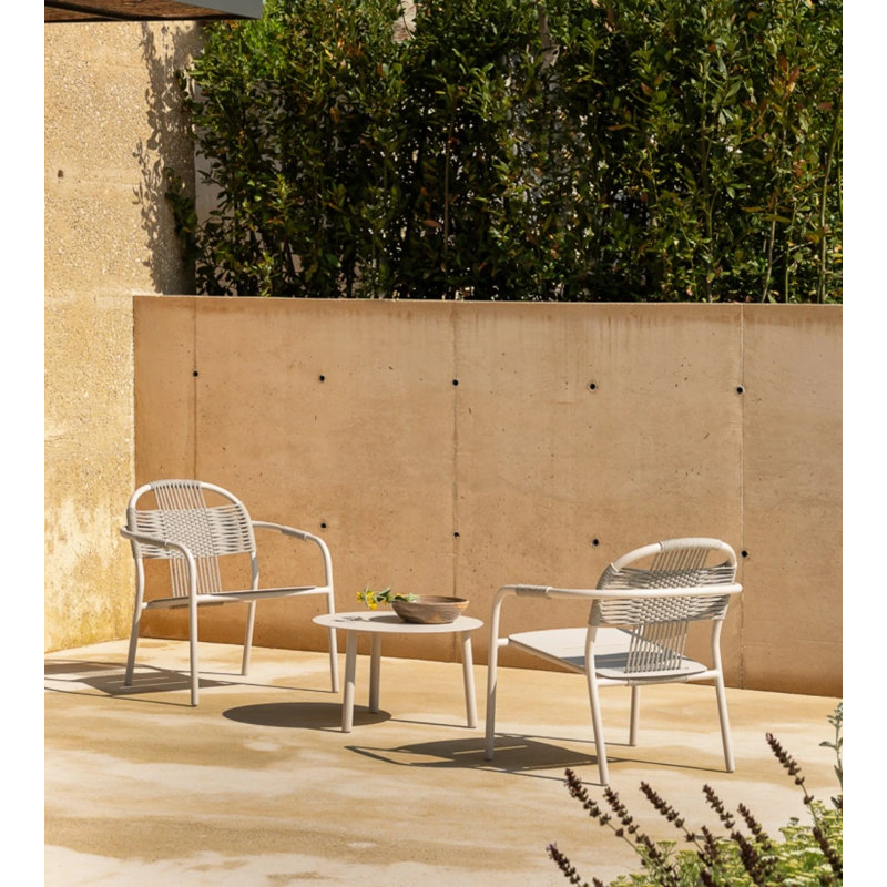 Lilo Outdoor Round Coffee Table, Dune White, 12'' H x 27'' W x 2'' D