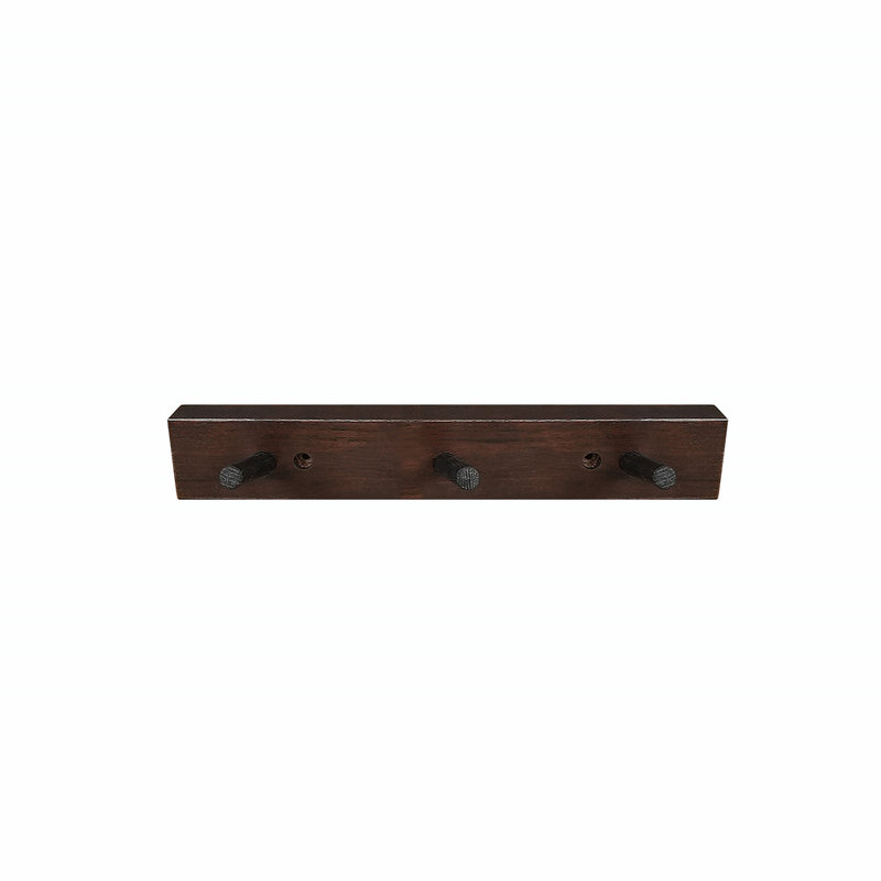 Wall Mounted Coat Rack, Dark Walnut, 2" H x 19.75" W x 0.75" D
