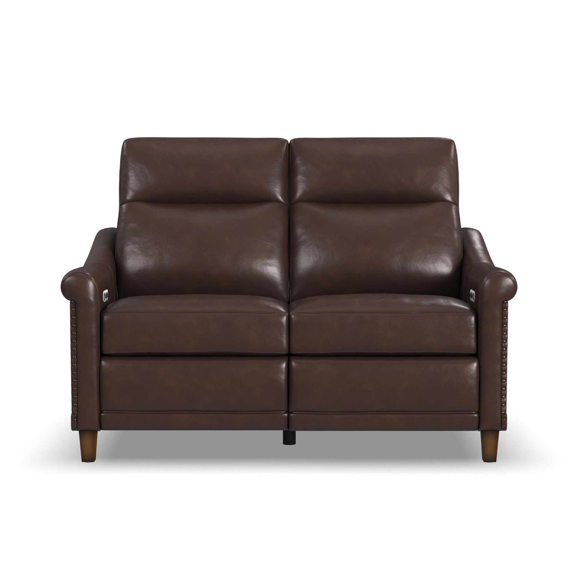 Elizabeth 58'' Upholstered Loveseat, Brown Genuine Leather