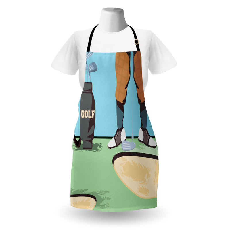 Tablier de scène de golf Bungalow Rose Golfeur unisexe et Lofter taille adulte vert pâle multicolore