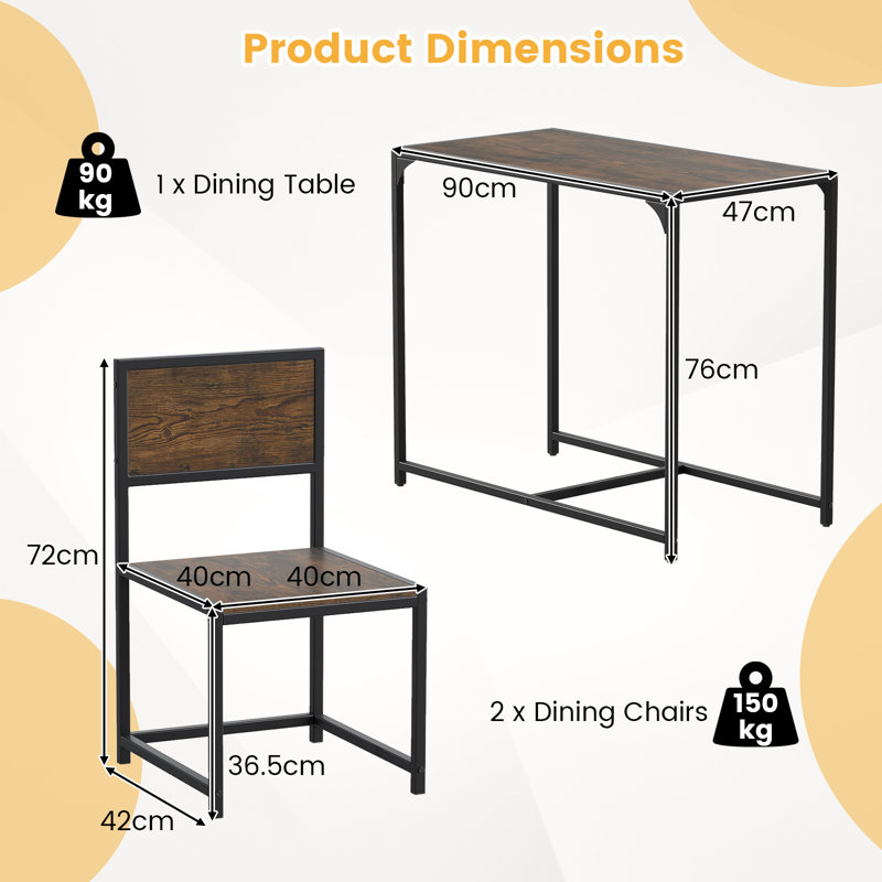 2 - Person Dining Set, Brown