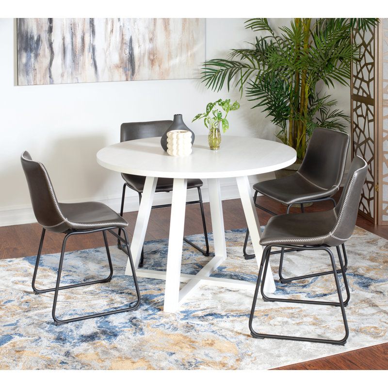 Ensemble de salle à manger rond, table de salle à manger avec tréteaux et chaises élégantes, Gris